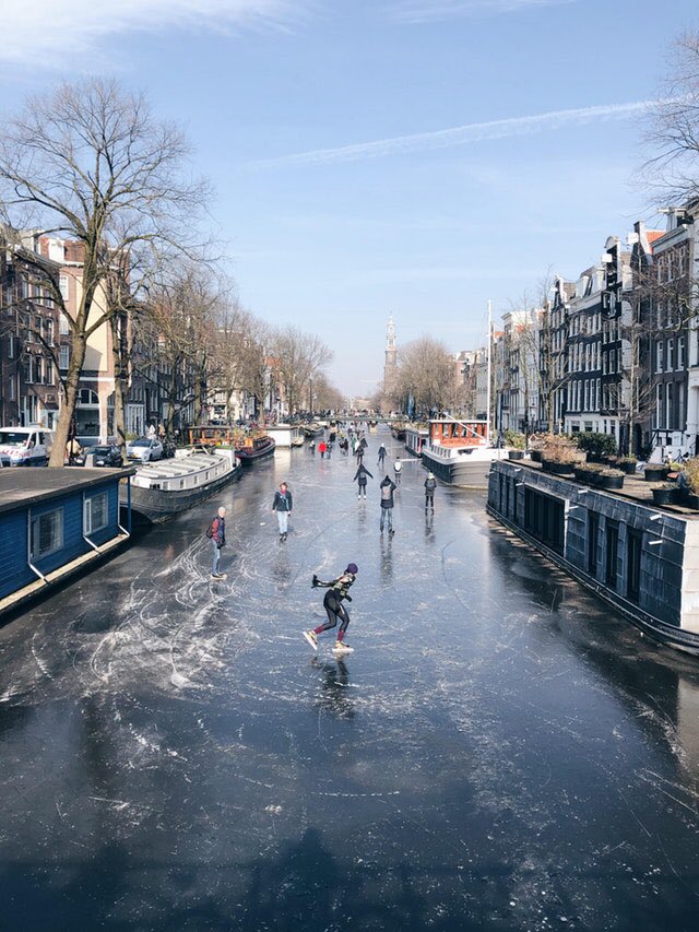 canals freeze amsterdam, canals freeze amsterdam 2018, canals freeze amsterdam march 2018