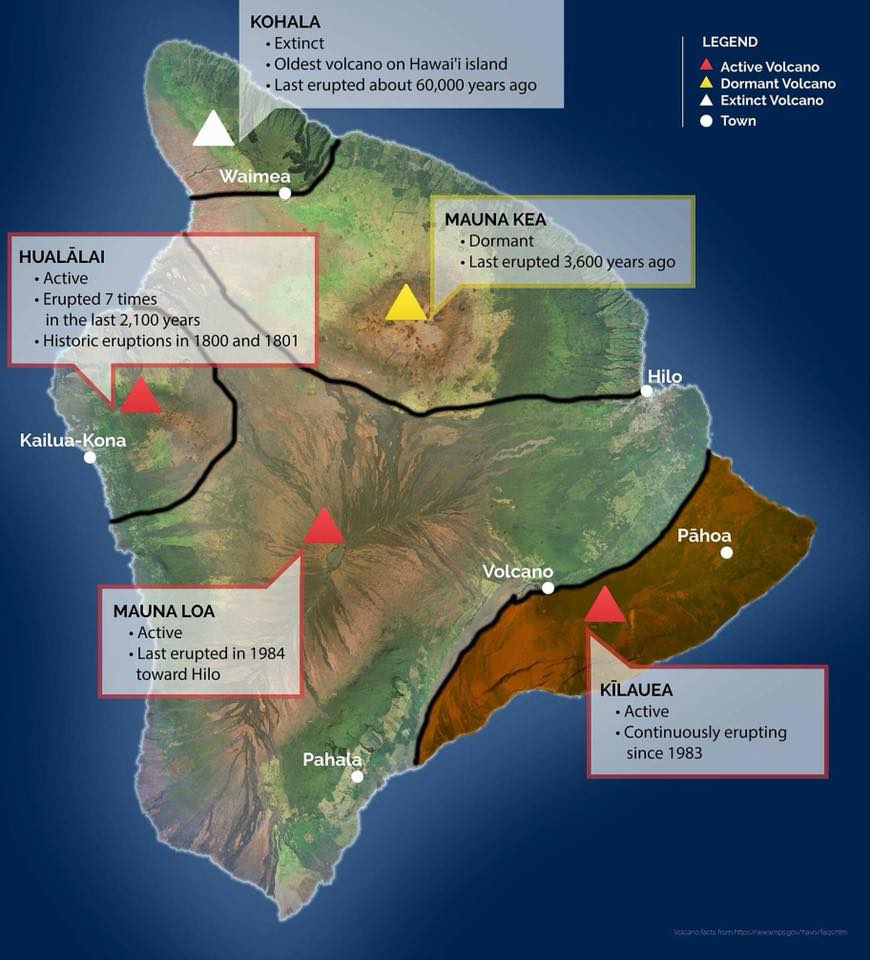 status big island volcano, status big island volcanoes, status big island 5 volcanoes