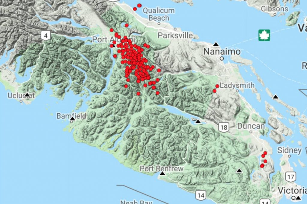earthquake swarm vancouver island, earthquake swarm vancouver island june 2018, earthquake swarm vancouver island june 20 2018