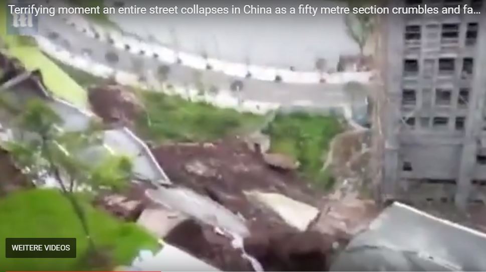 entire street collapses china, entire street collapses china video, entire street collapses china pictures