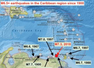 Massive M7.3 earthquake strikes Venezuela and the Caribbean on August 21 2018, M7.3 earthquake venezuela caribbean august 21 2018, M7.3 earthquake venezuela caribbean august 21 2018 map