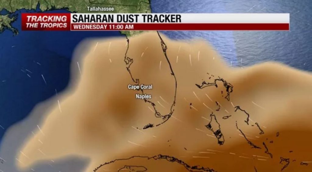 Saharan dust arrives in Southwest Florida, florida sahara dust, florida sahara sand, florida sahara dust august 2018