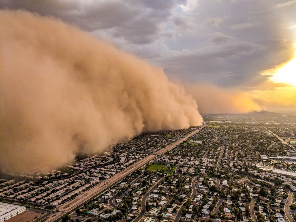 phoenix area dust storm, monsoon dust storm phoenix area, giant wall of sand phoenix area monsoon august 2018, huge wall of dust phoenix area