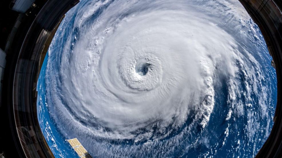 hurricane florence from space, florence generates 83ft waves, giant waves hurricane florence