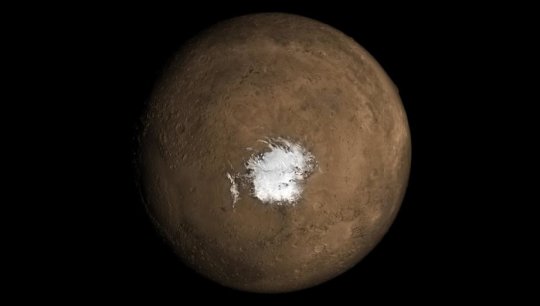 mars south pole water, volcanism explains liquid water mars south pole, mars south pole water heat source