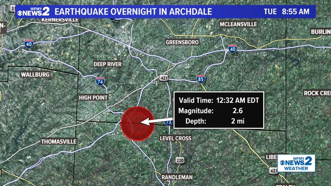 archdale nc earthquake, m2.6 archdale nc earthquake, earthquake rattles north carolina, earthquake boom north carolina