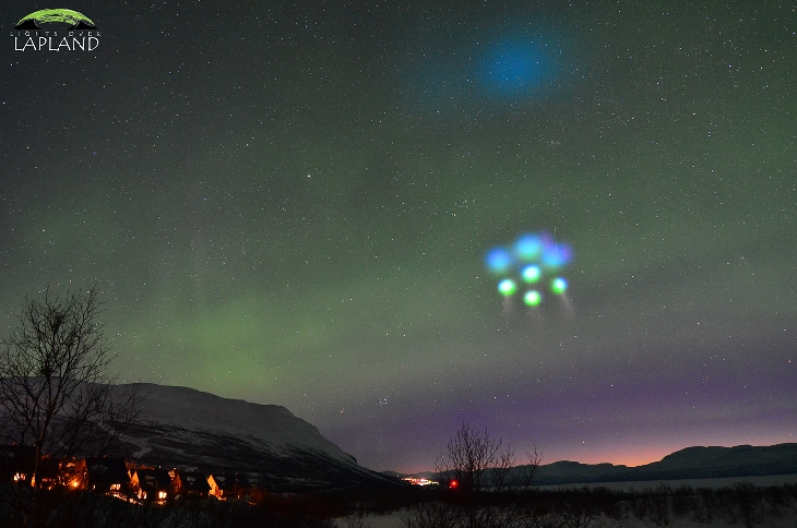 aurora azure rocket sky ufo, strange sky phenomenon, mysterious light in the sky, sky experiement sweden
