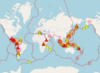 map erupting volcanoes, map erupting volcanoes april 2019, eruption april 2019 map, map eruptions april 2019