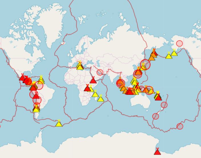 map erupting volcanoes, map erupting volcanoes april 2019, eruption april 2019 map, map eruptions april 2019