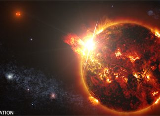 A Giant Stellar Eruption Detected for the First Time, first solar flare extreterrestrial star recorded