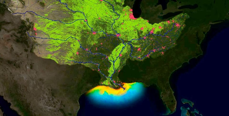 record 'dead zone' predicted in the Gulf of Mexico during summer 2019, record 'dead zone' predicted in the Gulf of Mexico during summer 2019 map, record 'dead zone' predicted in the Gulf of Mexico during summer 2019 video, ecosystem collapse