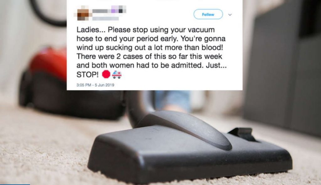 Ladies... Please stop using your vacuum cleaner to end your periods early
