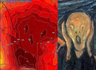 The heat wave in Europe is so intense that a weather map of France looks like a screaming heat skull of death