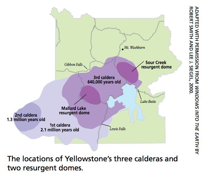 Location of past Yellowstone super-eruptions