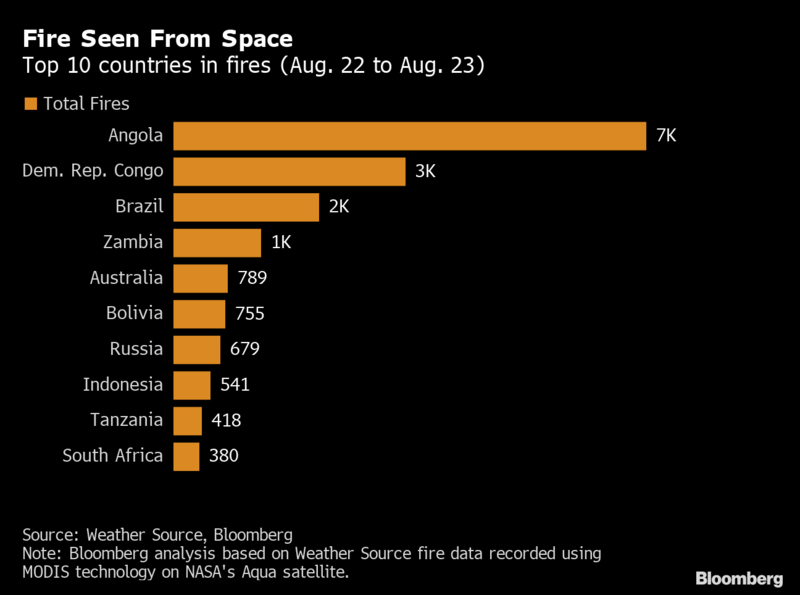 Wildfires scorch Africa but world's media stay focused on Brazil's blazes