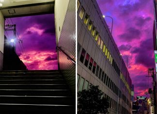 purple sky japan, purple sky japan video, purple sky japan pictures, purple sky japan typhoon hagibis