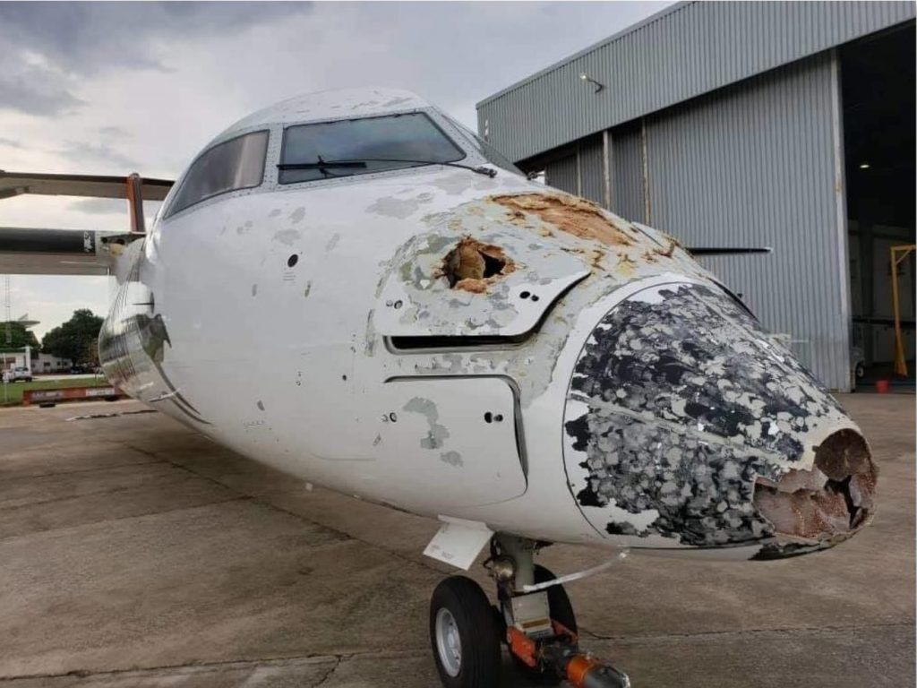 Plane in Zambia heavily damaged by hail and lightning in Zambia, Plane in Zambia heavily damaged by hail and lightning in Zambia pictures
