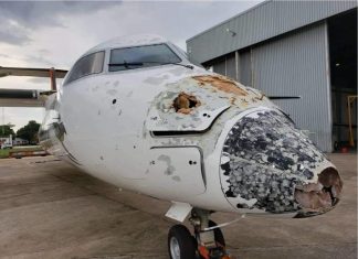 Plane in Zambia heavily damaged by hail and lightning in Zambia, Plane in Zambia heavily damaged by hail and lightning in Zambia pictures