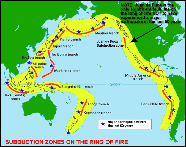 subduction zone in Ring of Fire, ring of fire subduction zones, pacific ring of fire subduction zones