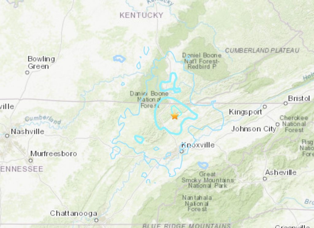 M3.8 earthquake Tennessee january 20 2020, A M3.8 earthquake hit right in the Eastern Tennessee Seismic Zone on January 20 2020