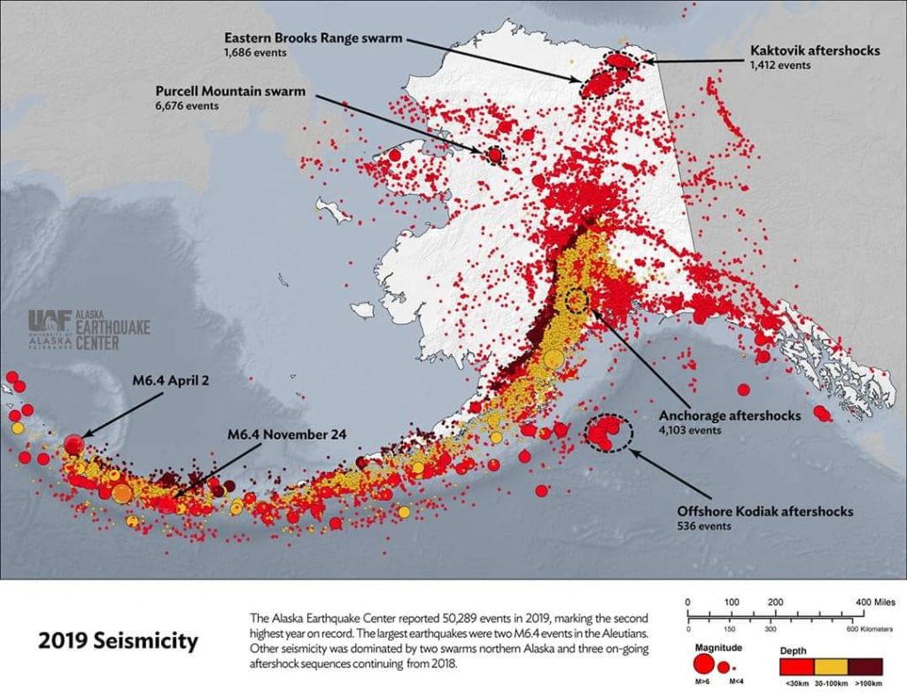 alaska earthquake, alaska earthquake 2019, Alaska Earthquake Center center says 2019 finished as the second highest year on record