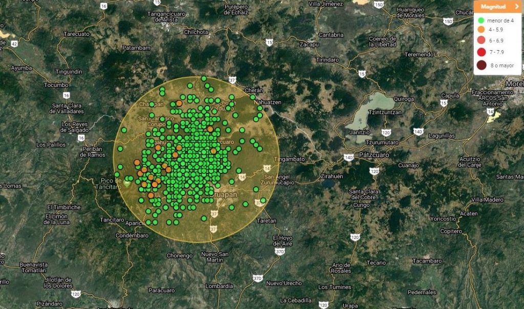 earthquake swarm Michoacan-Guanajuato volcanic field 2020