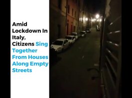 Amid Lockdown In Italy, Citizens Sing Together From Houses Along Empty Streets, Amid Lockdown In Italy, Citizens Sing Together From Houses Along Empty Streets video, Amid Lockdown In Italy, Citizens Sing Together From Houses Along Empty Streets recordings, Amid Lockdown In Italy, Citizens Sing Together From Houses Along Empty Streets audio, Amid Lockdown In Italy, Citizens Sing Together From Houses Along Empty Streets film, people sing in empty streets during lockdown in Italy