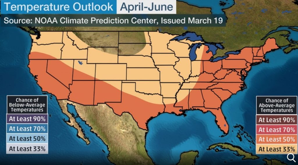 usa temperature outlook spring 2020, usa temperature outlook spring 2020 map, usa temperature outlook spring 2020 march may 2020