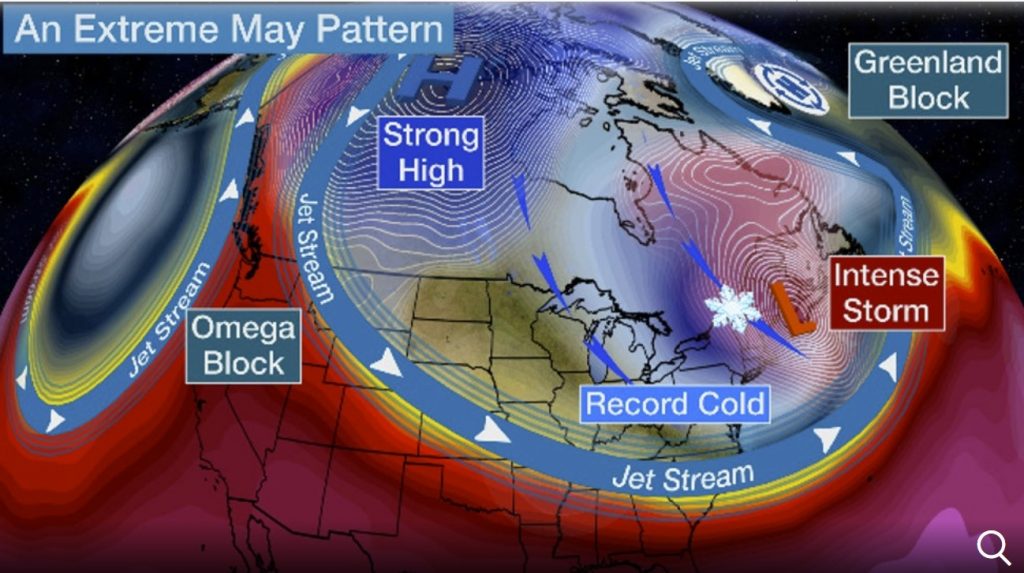 Extreme Mother's Day Weekend: Record Cold into the South, Snow in the Northeast, Potential New England Bomb Cyclone