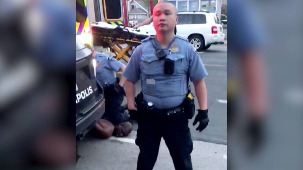 A man has died in Minneapolis police custody after video shared online from a bystander showed a white officer kneeling on his neck during his arrest as he pleaded that he couldn’t breathe.