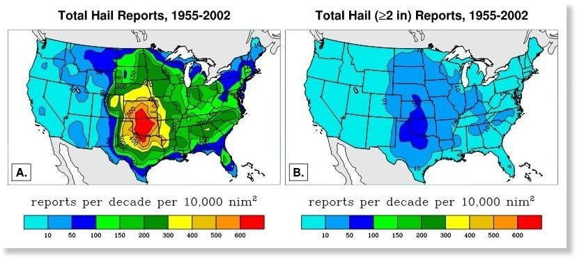 us hail map, which states face hail in usa, us hail map 2020