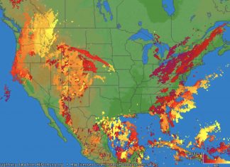 lots of lightnings west coast usa
