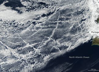 Ship emissions in the southeast Atlantic help create more reflective clouds that produce a local cooling effect.