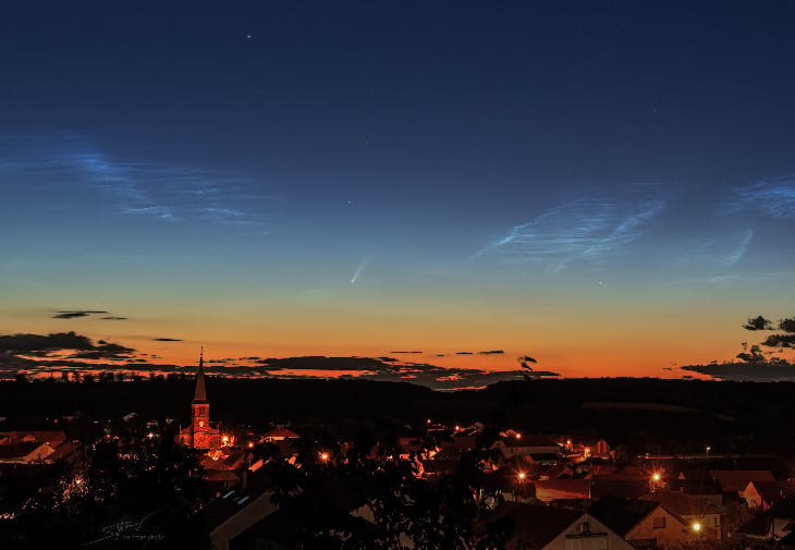 Comet NEOWISE with noctilucent clouds nlc, Comet NEOWISE with noctilucent clouds nlc pictures, Comet NEOWISE with noctilucent clouds nlc video