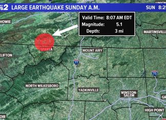 M5.1 earthquake hits North Carolina on August 9 2020, M5.1 earthquake hits North Carolina on August 9 2020 video, M5.1 earthquake hits North Carolina on August 9 2020 picture