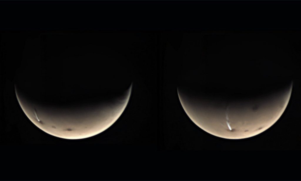 Mysterious cloud forms over Arsia Mons volcano on Mars, Mysterious cloud forms over Arsia Mons volcano on Mars picture, Mysterious cloud forms over Arsia Mons volcano on Mars august 2020