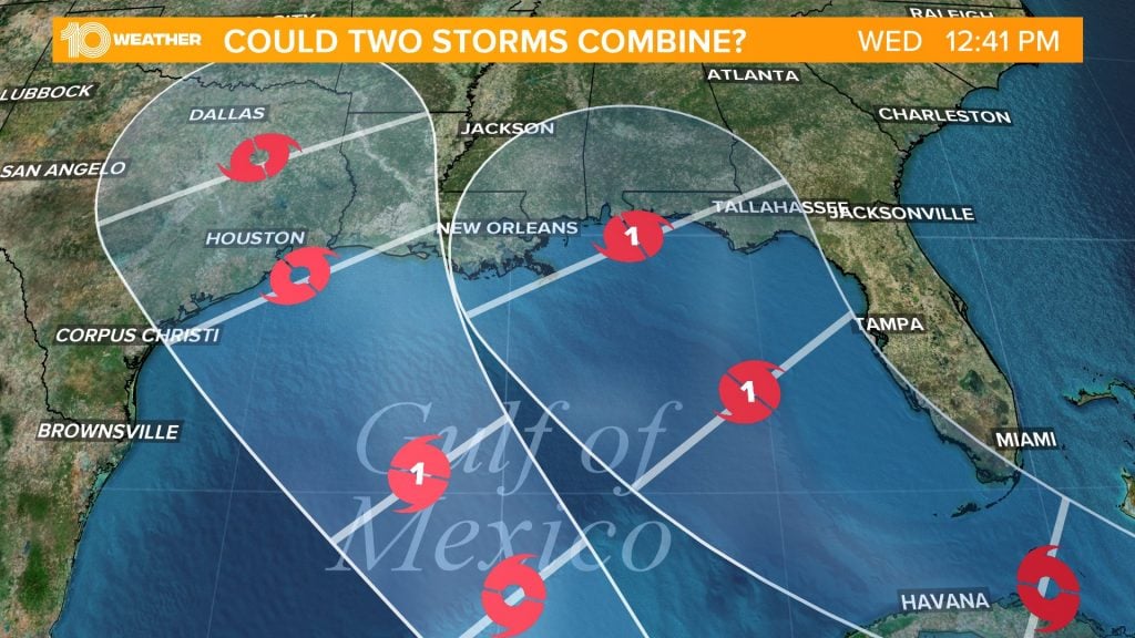 Two hurricanes in the Gulf of Mexico for the first time in recorded