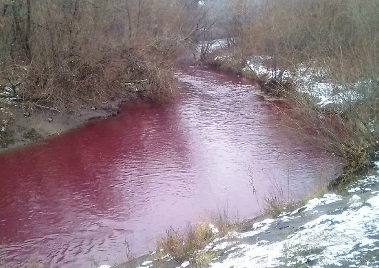 River turns blood red in Russia in pictures and videos Strange Sounds