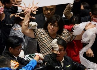 Taiwan Lawmakers Brawl And Throw Pig Organs Over US Pork Imports