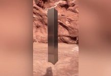 A mysterious metal monolith planted in the sand has been discovered by wildlife officials in the Utah desert, A mysterious metal monolith planted in the sand has been discovered by wildlife officials in the Utah desert picture, A mysterious metal monolith planted in the sand has been discovered by wildlife officials in the Utah desert video, A mysterious metal monolith planted in the sand has been discovered by wildlife officials in the Utah desert november 2020