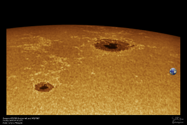 tree large sunspots facing earth november 24 2020