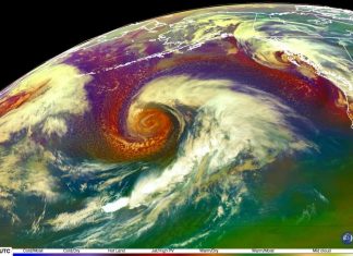 Another bomb cyclone forms in the Northern Pacific near Alaska