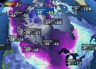 cold temperatures in Canada, freezing temperatures canada prairies, canada prairies polar vortex