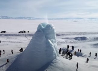 Giant ice volcano erupts in Kazakhstan, ice volcano kazakhstan, ice volcano, ice volcano eruption, ice volcano explosion kazakhstan