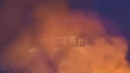 lense flare shows burning church appearing in smoke fire, lense flare shows burning church appearing in smoke fire in Nebraska