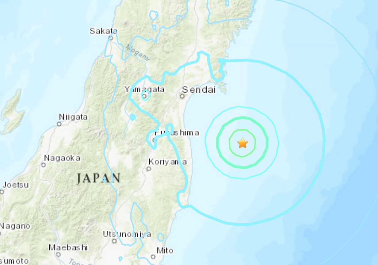 Землетрясение в м. Карта Фукусима землетрясения. Japanese Shaking Map.