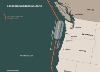 cascadia subduction zone, cascadia subduction zone map, map of cascadia subduction zone