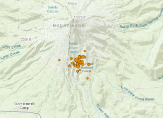 earthquake swarm Mount Hood, earthquake swarm Mount Hood map, earthquake swarm Mount Hood video, earthquake swarm Mount Hood june 5 2021