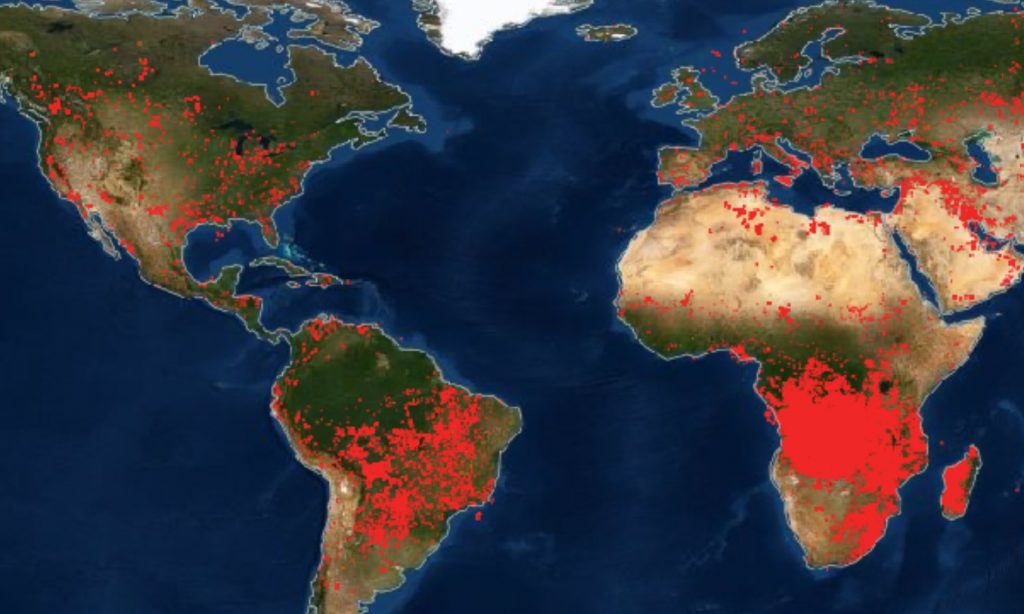 fires around the world, fires around the world map, maps of fires around the world