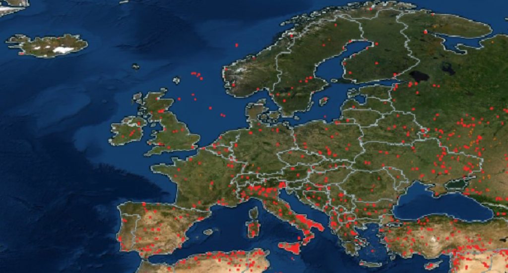 fires around the world, Fires in Europe, fires around the world map, maps of fires around the world